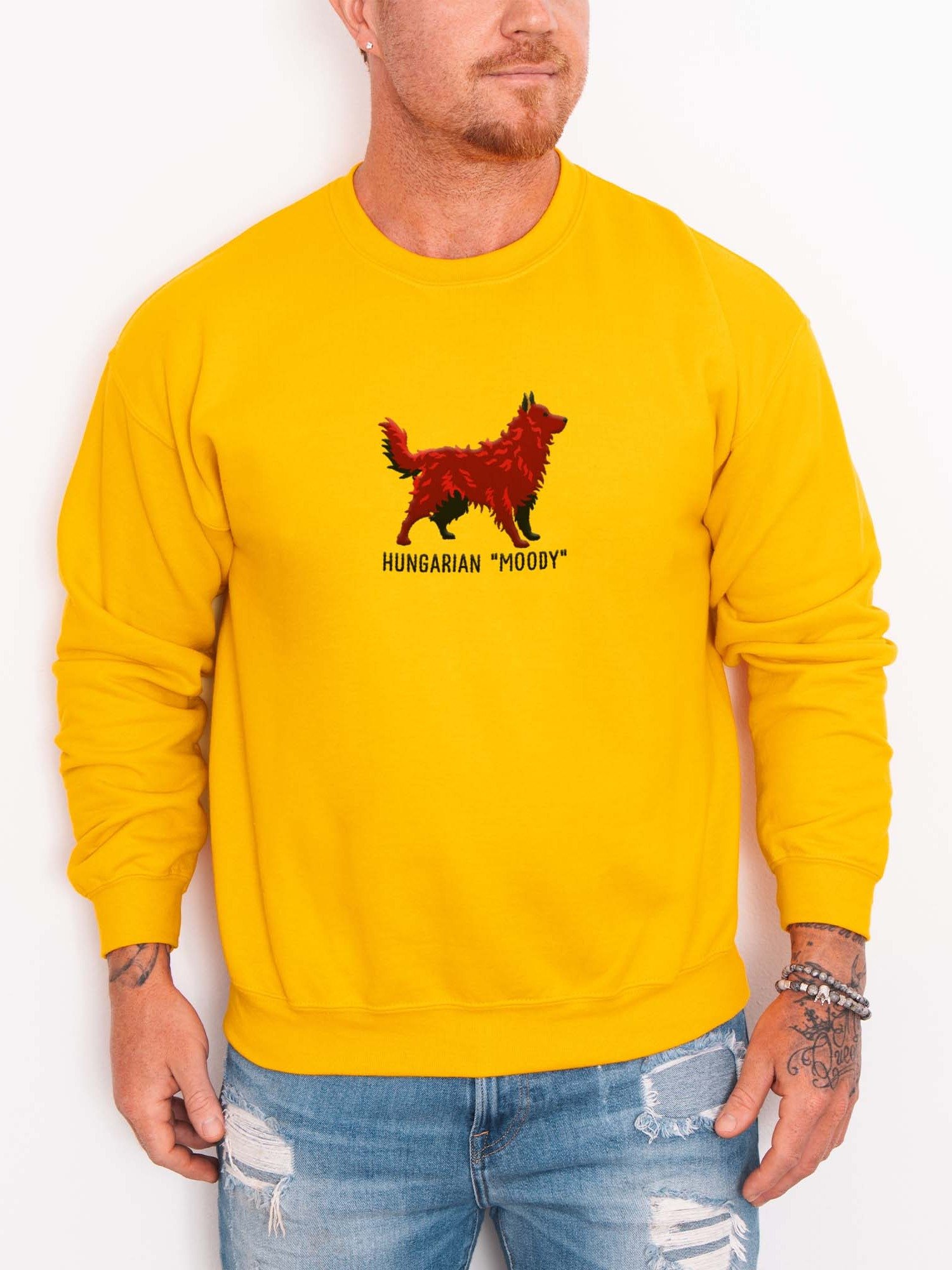 Hungarian Moody Sweatshirt (Embroidered) of a Hungarian Mudi(Brown) product image (2)