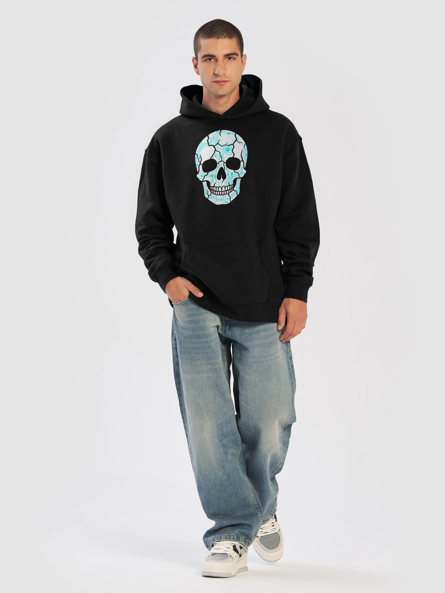 Cyber Skull Checkerboard Hoodie | Circuit Skull Hoodie | AS Colour product image (5)