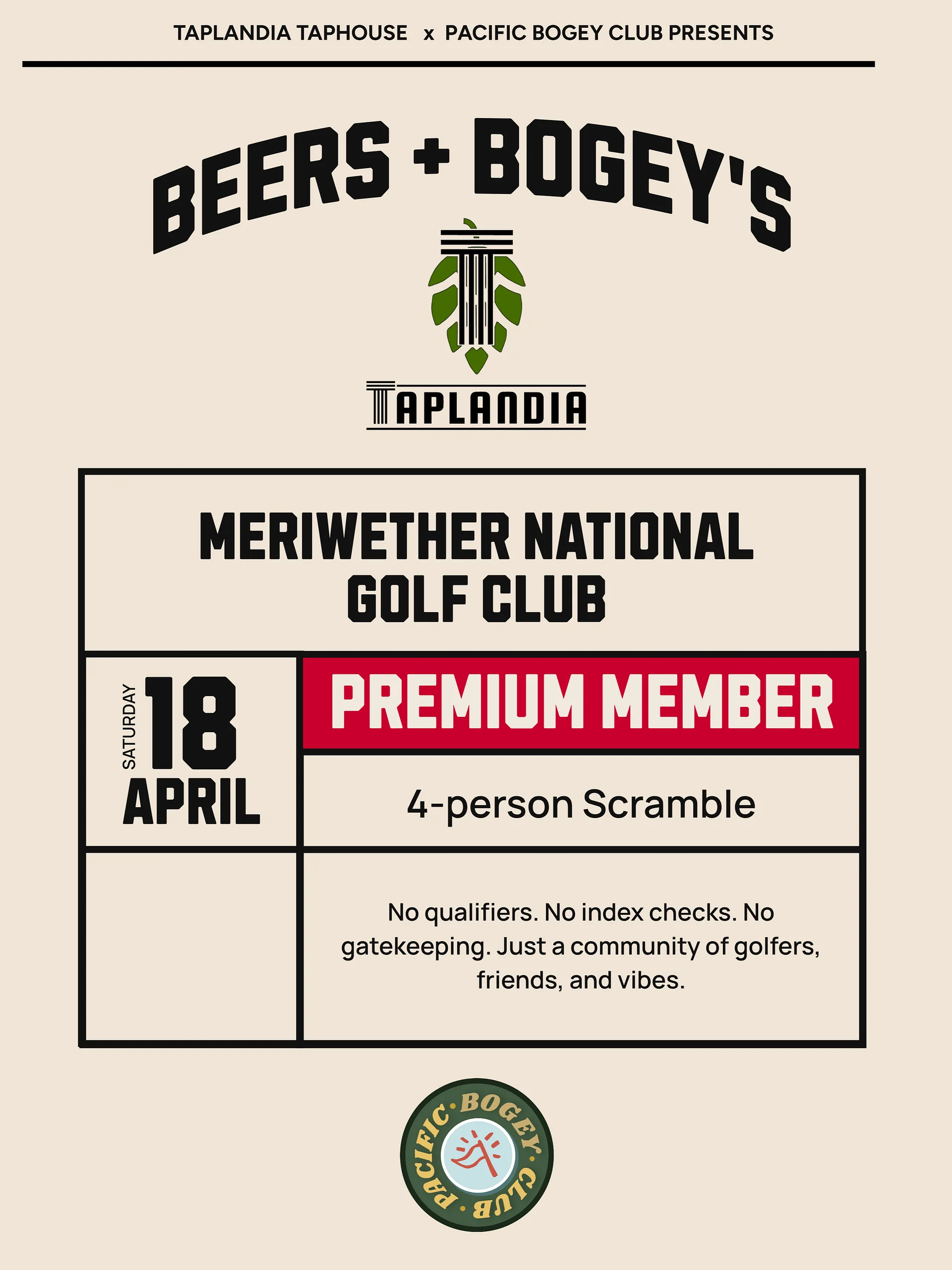 Beers & Bogey's Premium Registration Ticket product image (1)
