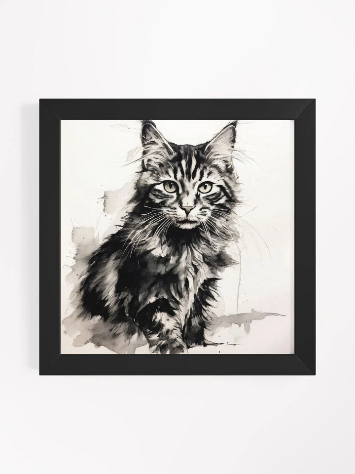 Cat Portrait Ink Art Ayous Wood Framed Matte Poster product image (3)