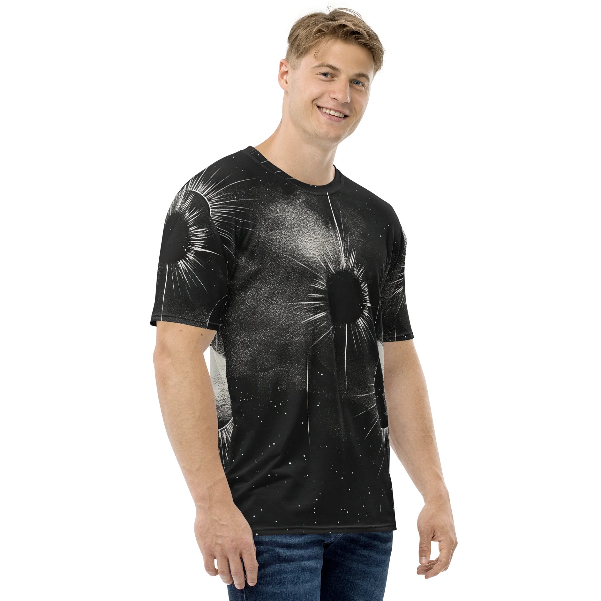 Black Eclipse Burst All-Over Print T-Shirt product image (4)