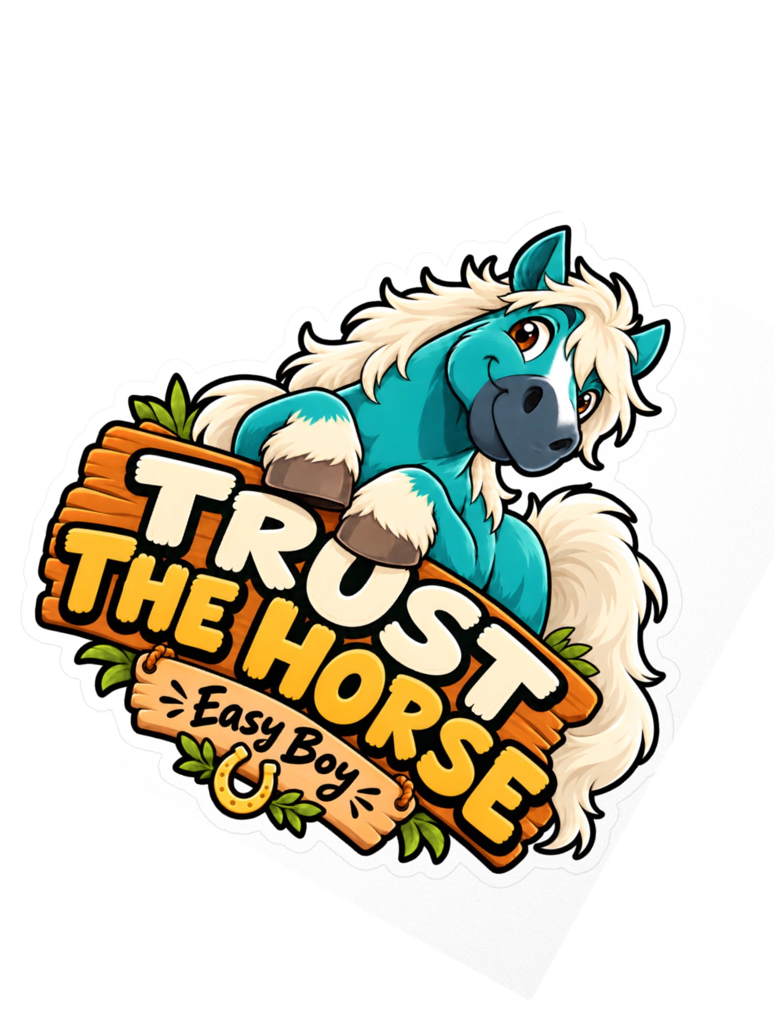 Trust the Horse: Easy Boy Kiss-Cut Sticker – 4" × 4" product image (2)