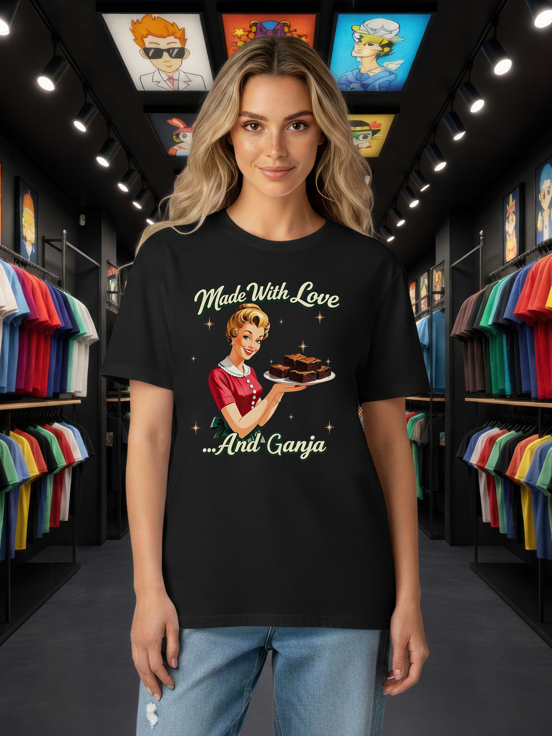 Made With Love And Ganja T-Shirt - Funny - Meme - AS Colour Unisex Premium T-Shirt product image (2)