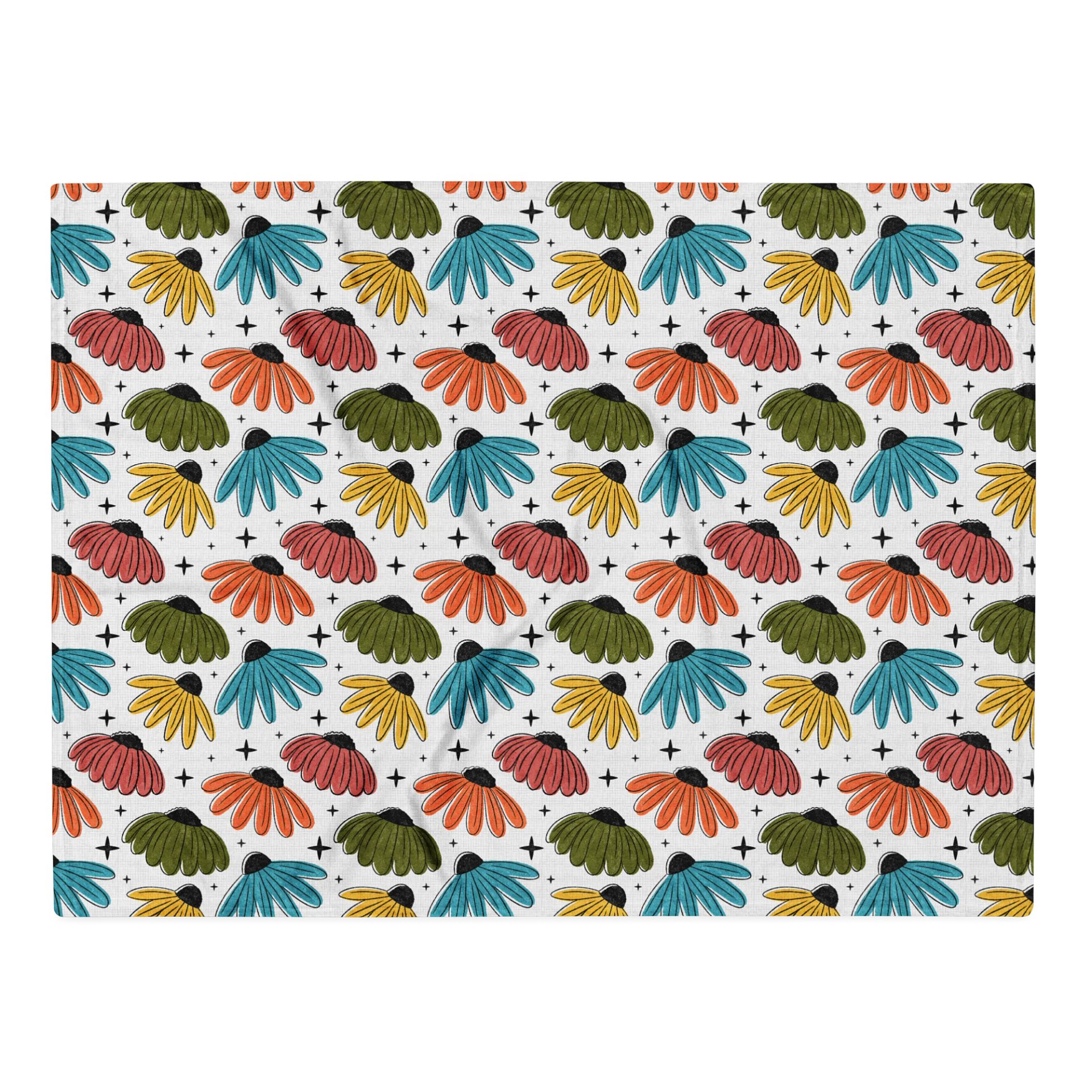 Retro Halftone Coneflowers Throw Blanket product image (1)