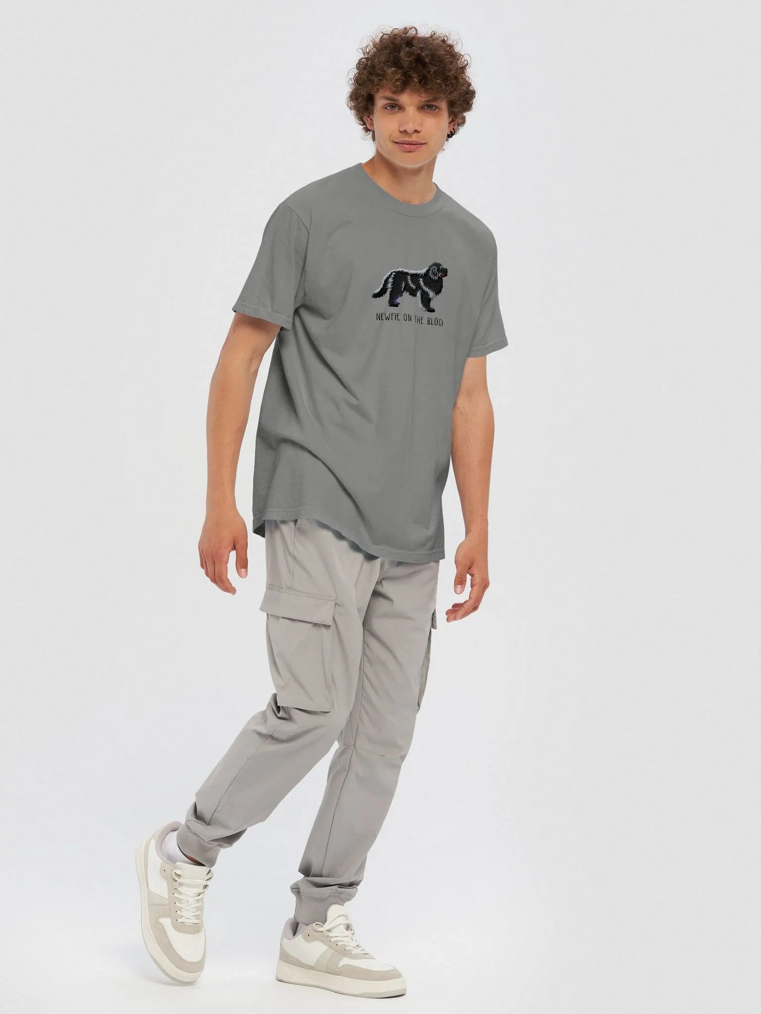 Newfie on the Block T-Shirt(Embroidered) of a Newfoundland(Black) product image (10)