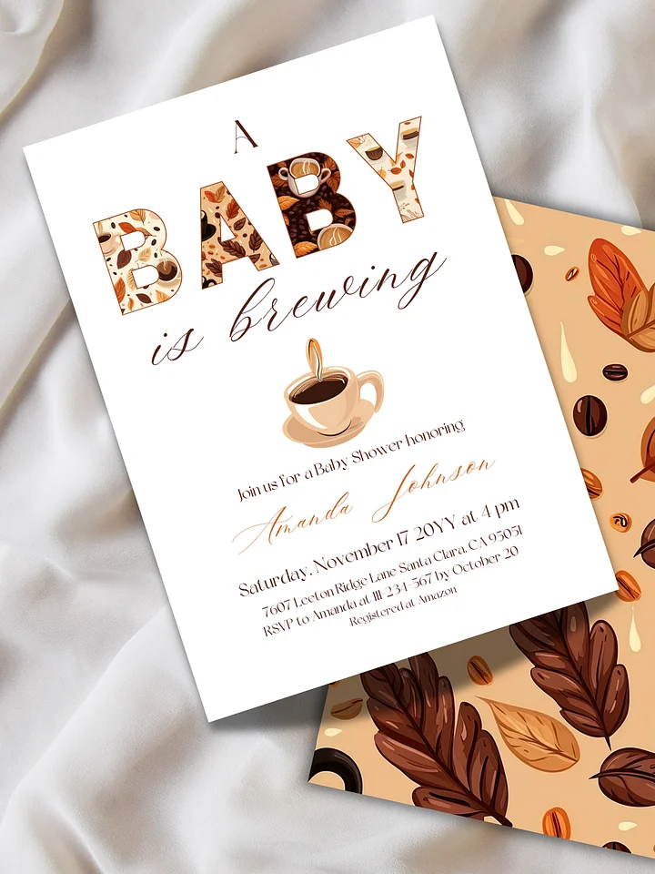 A Baby is Brewing Baby Shower Invite, Rustic Fall Baby Shower, Coffee Themed Brunch Invitation, Digital Download Editable Canva Template product image (2)