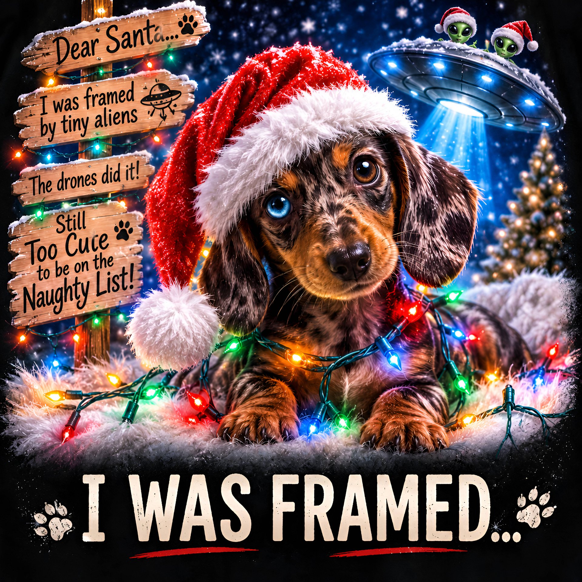Funny Christmas Dachshund T-Shirt | Sci-Fi Alien UFO Tech Humor Dog Lover Gift product image (2)