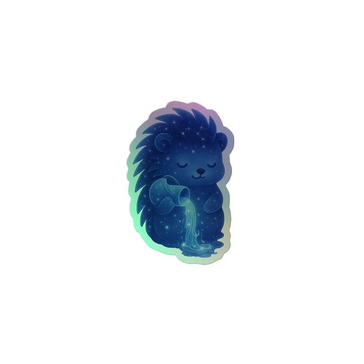 Zodiac hedgie Aquarius holographic sticker product image (2)