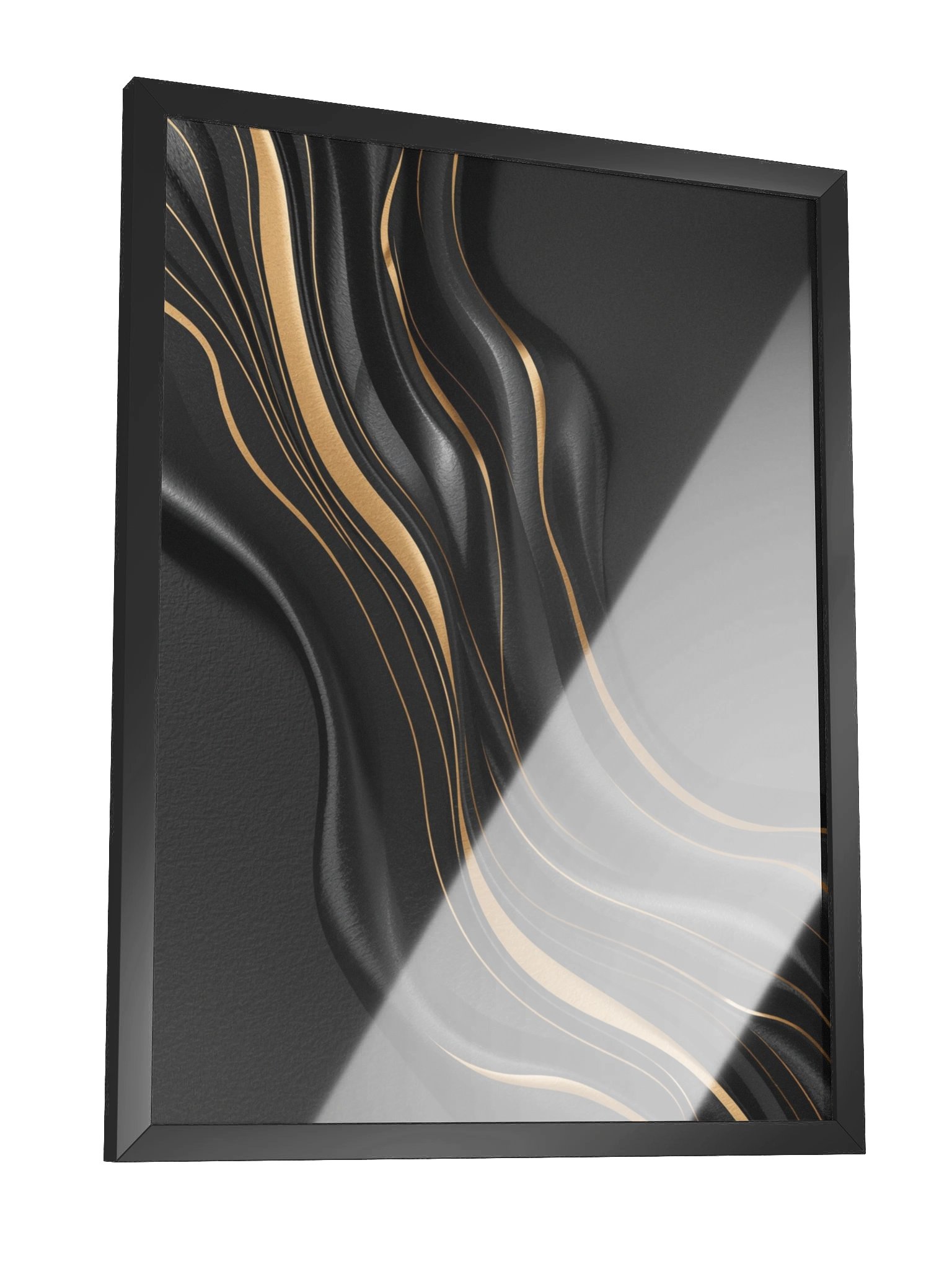 Midnight Gold Flow – Luxury Abstract Wall Art Print - 46×61 cm product image (3)