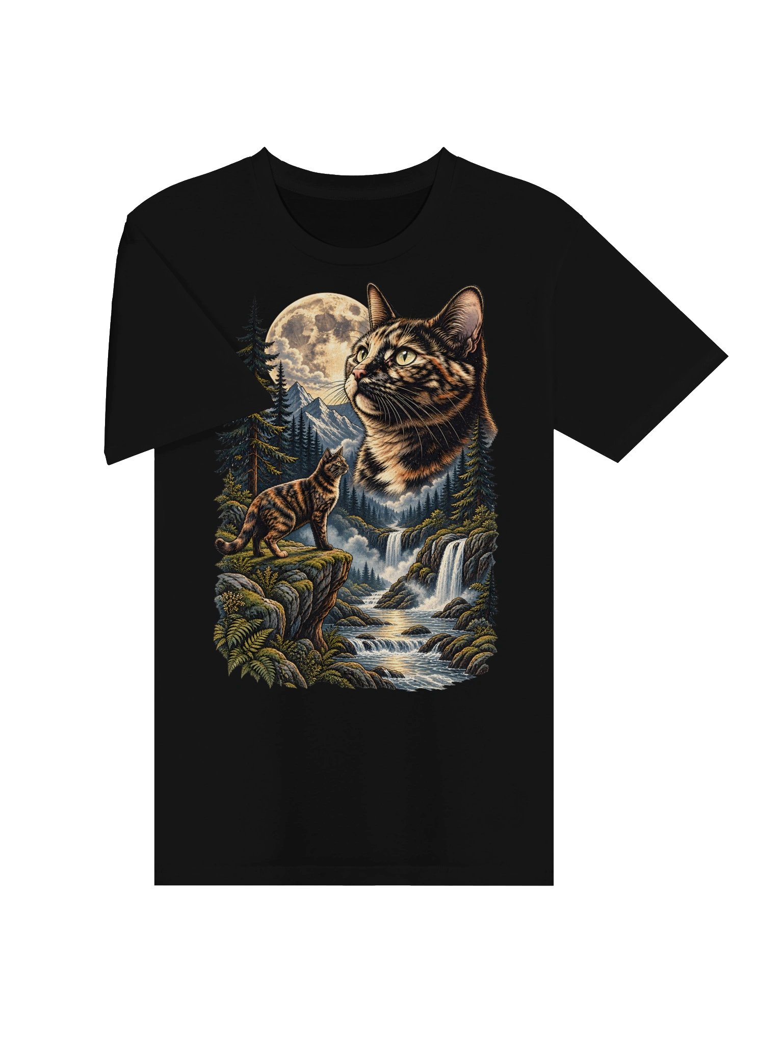 Tortoiseshell Cat Moon Vintage T-Shirt product image (4)