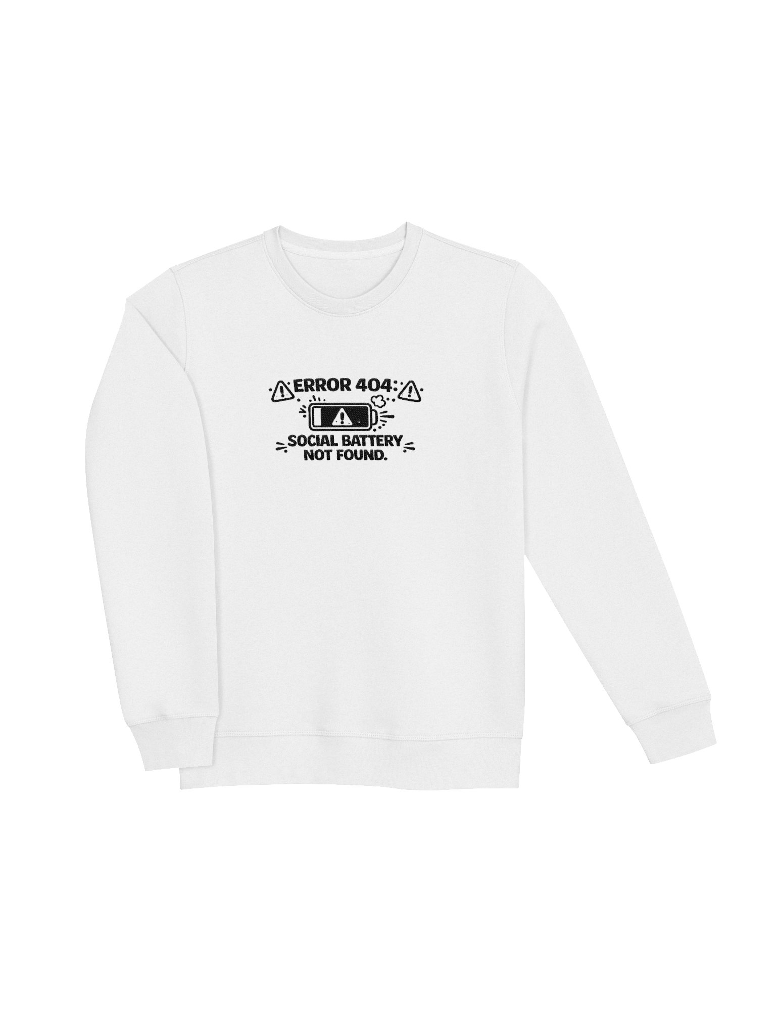 "Social Battery Not Found" Unisex Black-Stitch Embroidered Sweatshirt product image (3)