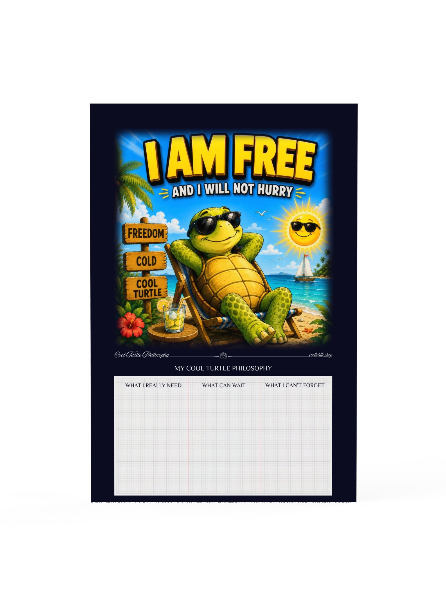 I AM FREE — My Cool Turtle Philosophy Interactive Poster — Deep Navy product image (1)