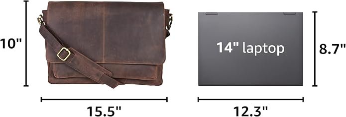 MEEBOY Leather Laptop Messenger Bag for Men and Women - Briefcase Crossbody Office product image (2)