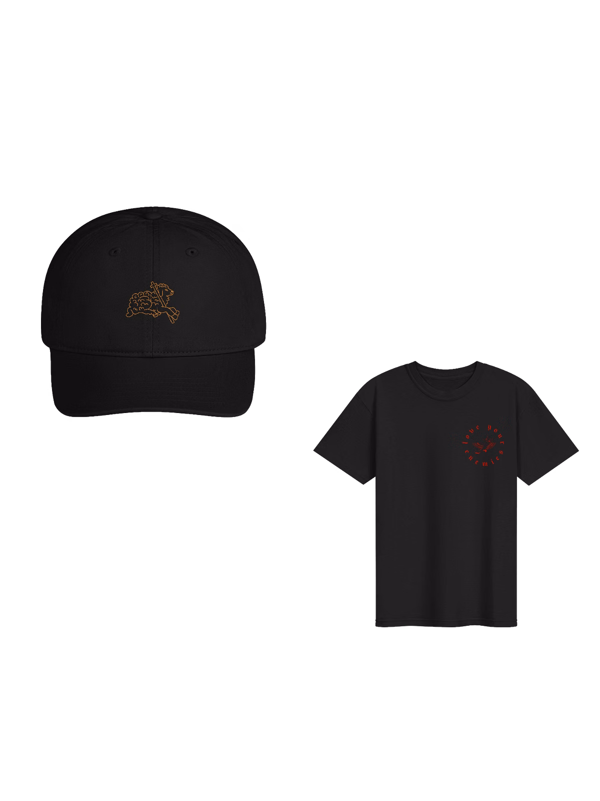 Lamb Dad Cap and Love Your Enemies Tee bundle