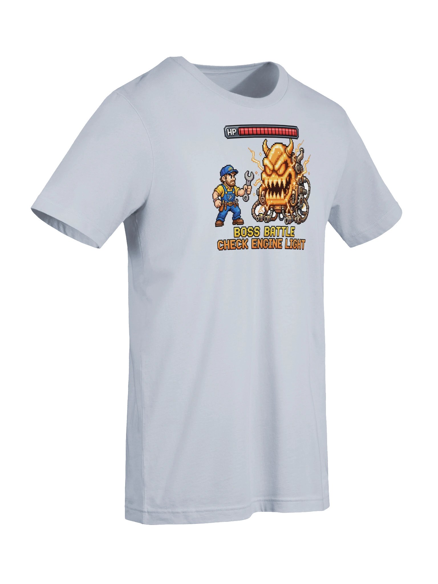 Boss Battle Check Engine Light 16-Bit Pixel Funny Mechanic T-Shirt product image (7)