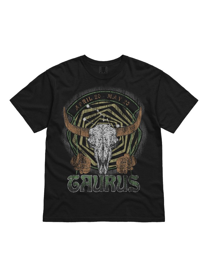 Taurus Zodiac Shirt – Vintage Bull Skull Astrology Graphic Tee (April 20 – May 20) Horoscope Design product image (1)