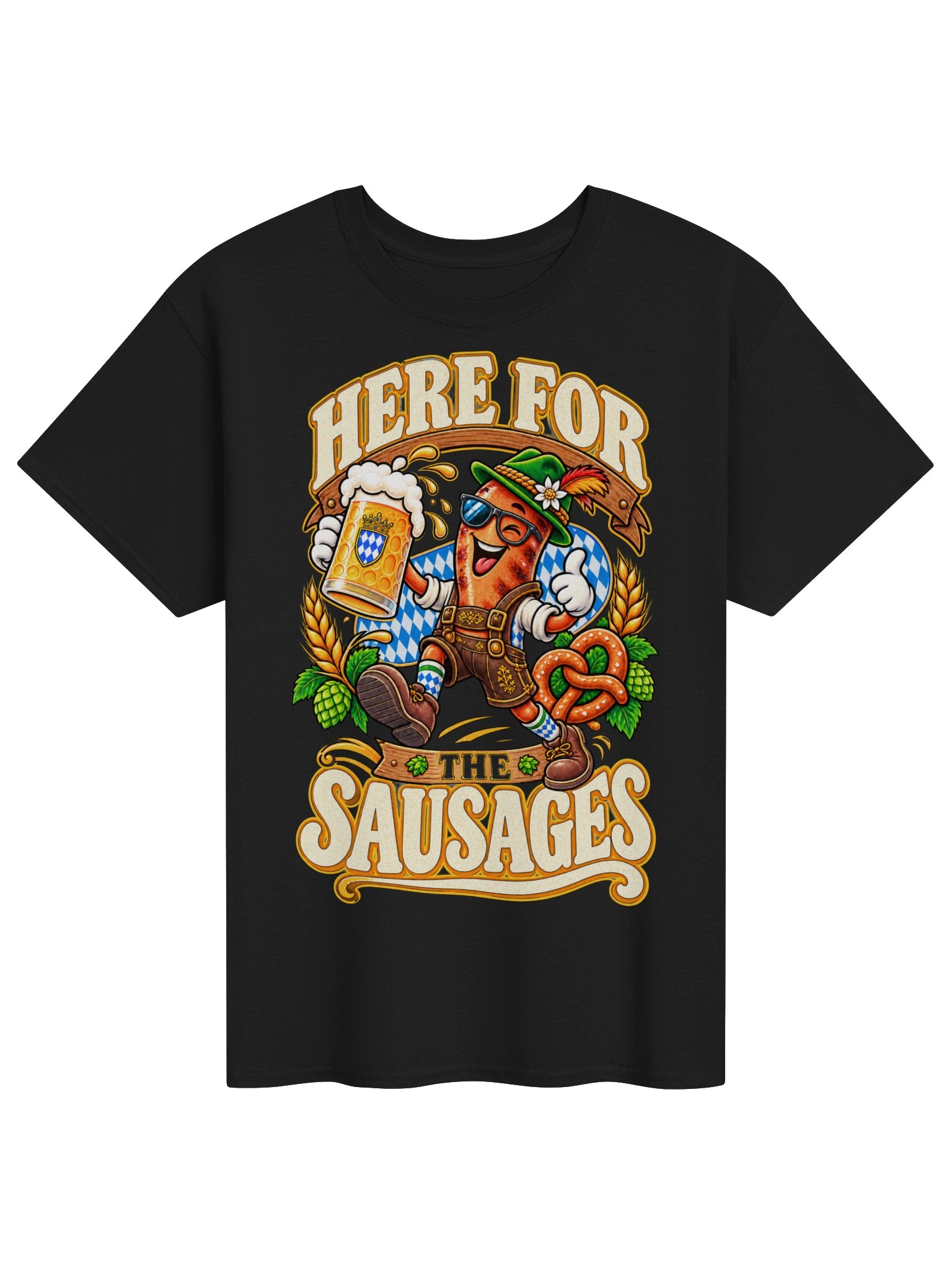 Here for the Sausages Funny Oktoberfest Vintage Tee product image (1)
