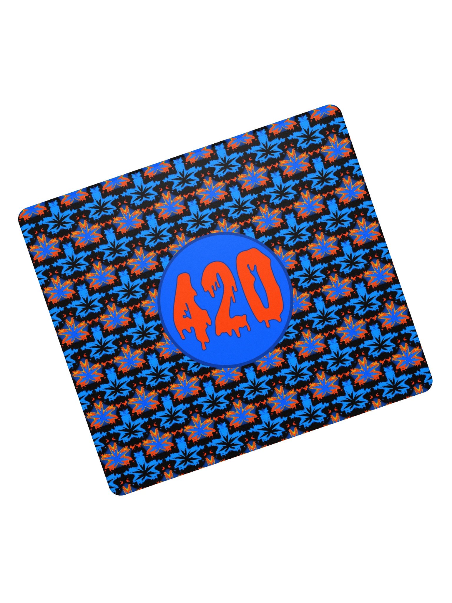Cannabis Art 420 Gaming Mouse Pad, Stoner Gamer Desk Mat, Fall Pot Leaf Home Office Decor, Orange Black Blue Weed Computer Game Deskpad product image (2)