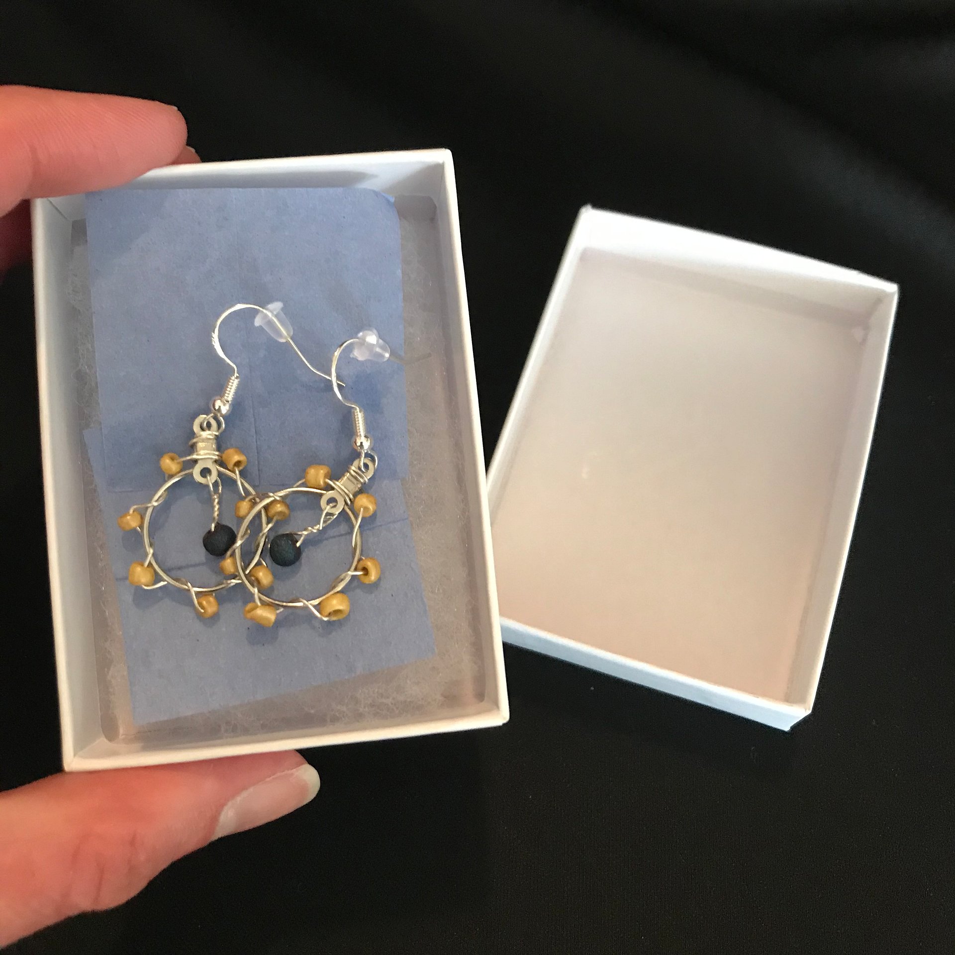 Blue and Gold Drop Earrings product image (2)
