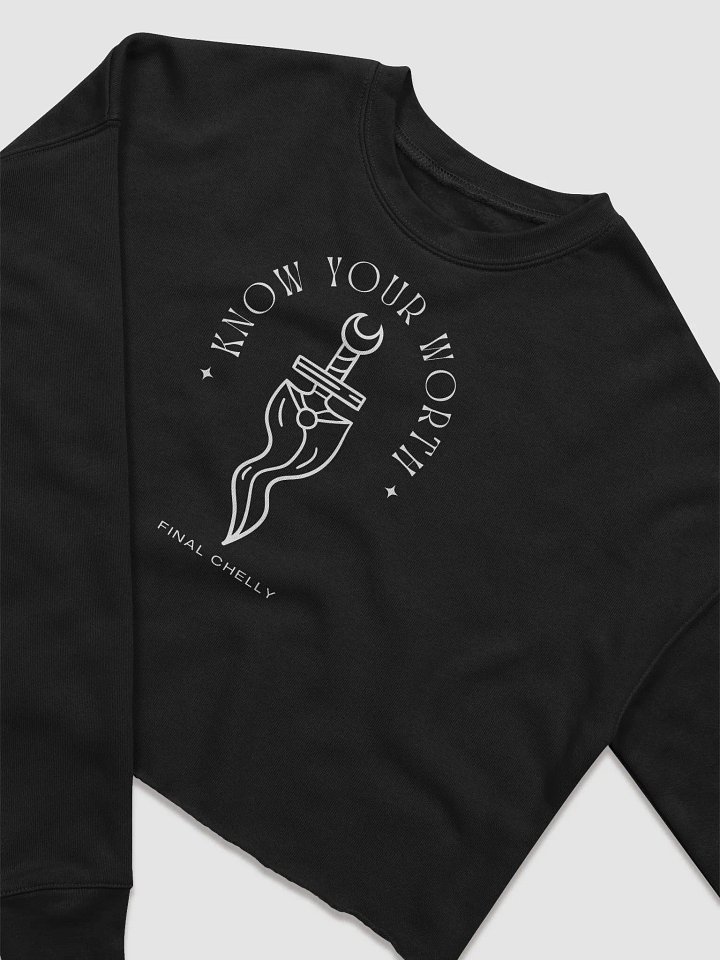 Know Your Worth Womens Fleece Crop Top Printed Sweatshirt product image (2)