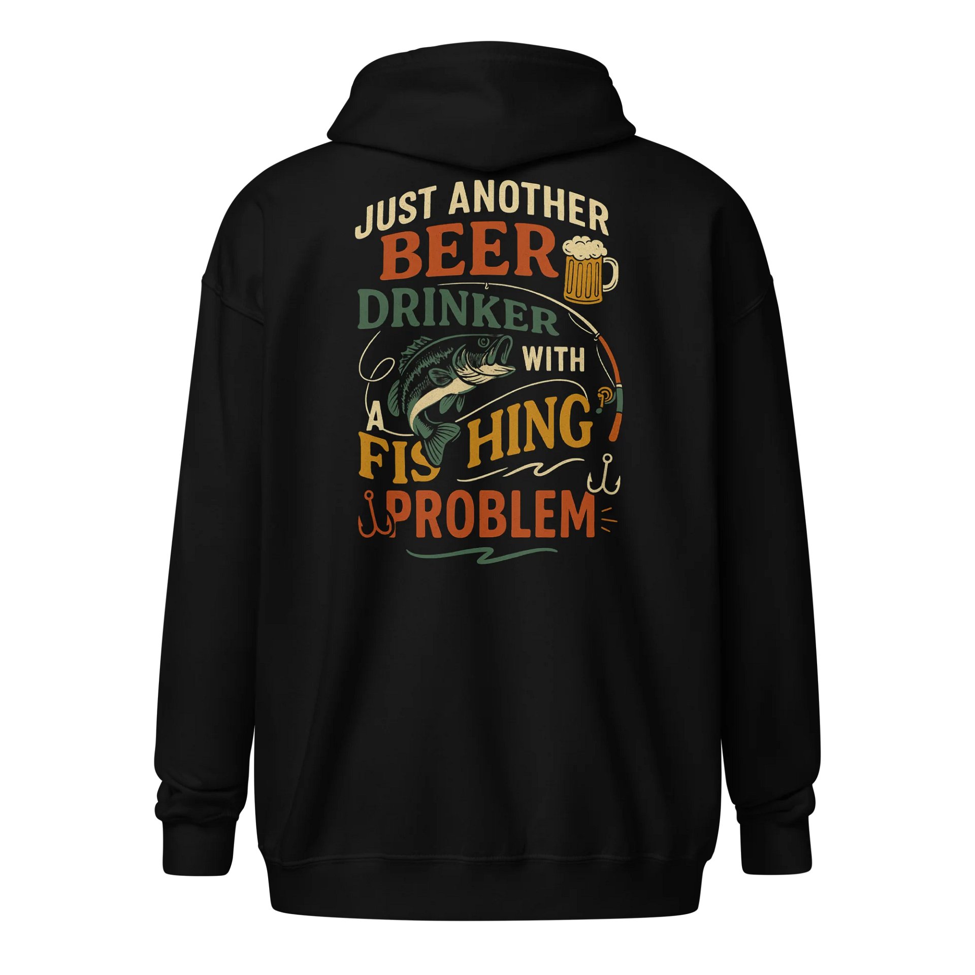 Funny Fishing Zip Hoodie – Beer Drinker with a Fishing Problem product image (1)
