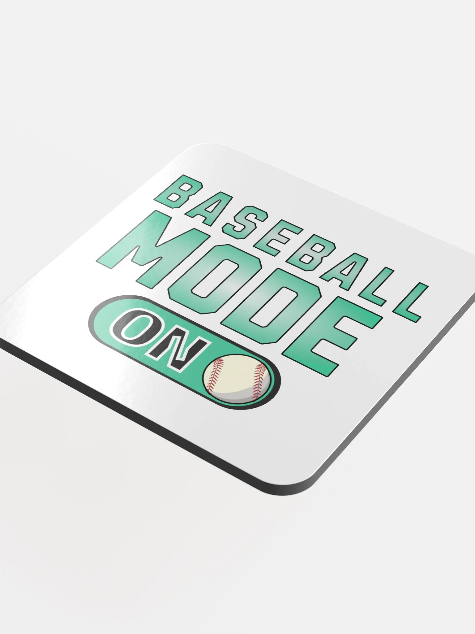 Baseball Mode On Glossed Cork Coaster product image (1)