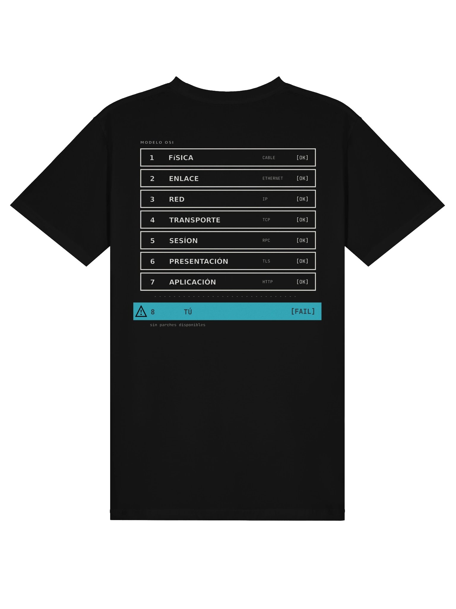 Camiseta Las 8 Capas OSI Unisex Premium · Capa 8 · byte_shield product image (2)