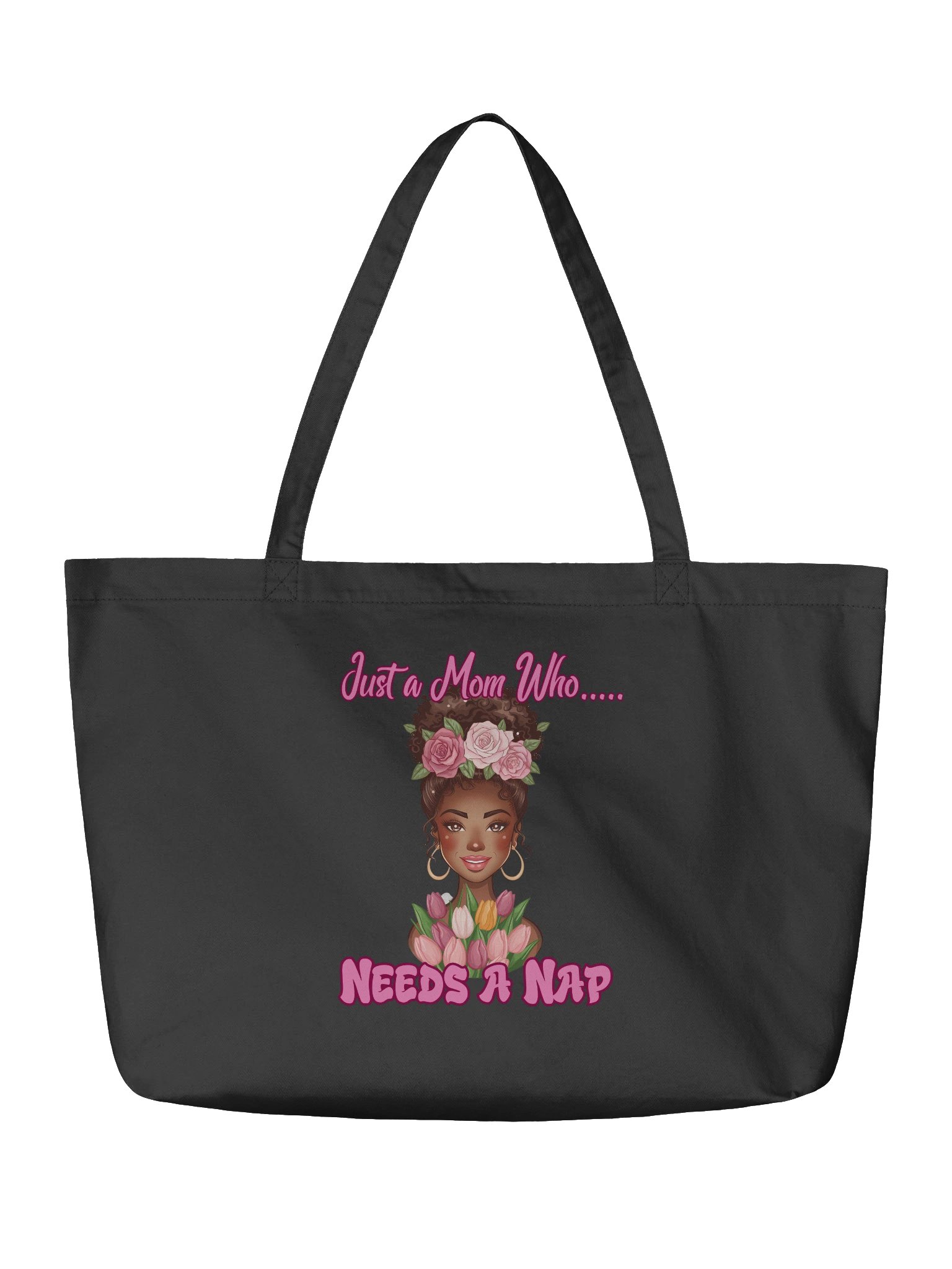 Just a Mom Who Needs a Nap Organic Cotton Tote Bag, Funny Mom Tote, Eco Friendly Grocery Bag, Cute Floral Mom Gift, Reusable Market Bag product image (4)