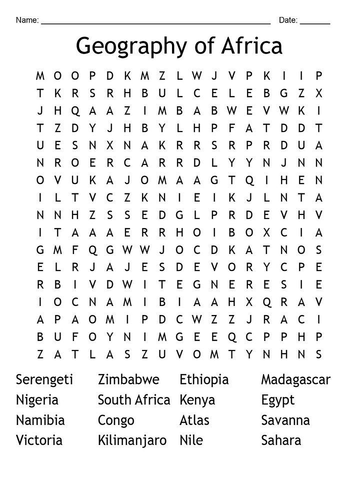 Printable Geography of Africa Word Search product image (1)