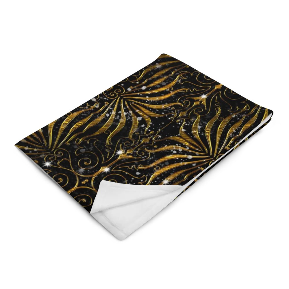 Black and Gold Victorian Sparkle Throw Blanket product image (14)