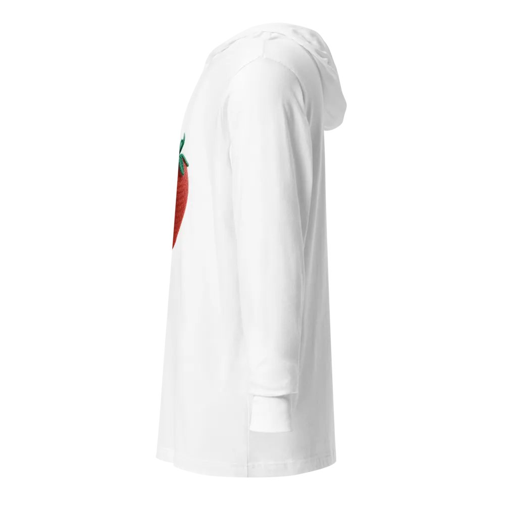 CozyAvocado White Unisex Hooded Long Sleeve Tee Strawberry #01 product image (9)