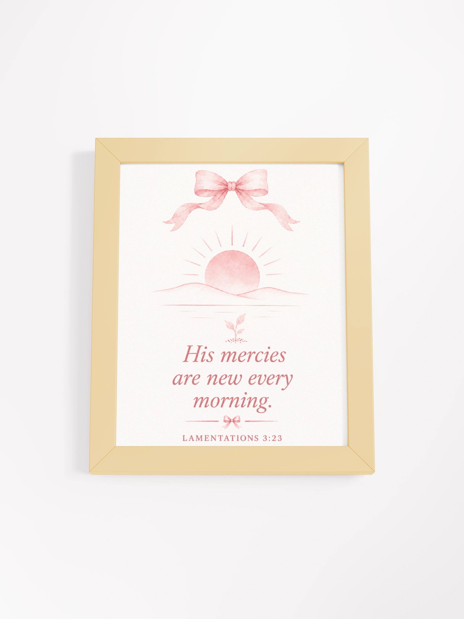 His Mercies Are New Every Morning Lamentations 3:22-23 | Pink Coquette Framed Christian Wall Art product image (1)