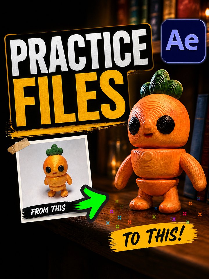 Physical to 3D Workflow - After Effects Practice Files (Ae Project + 3D Carrot Model) product image (1)