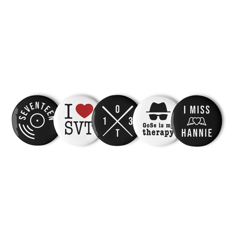Seventeen Fan Buttons / Pinbacks - Minimalist - Set of 5 product image (4)
