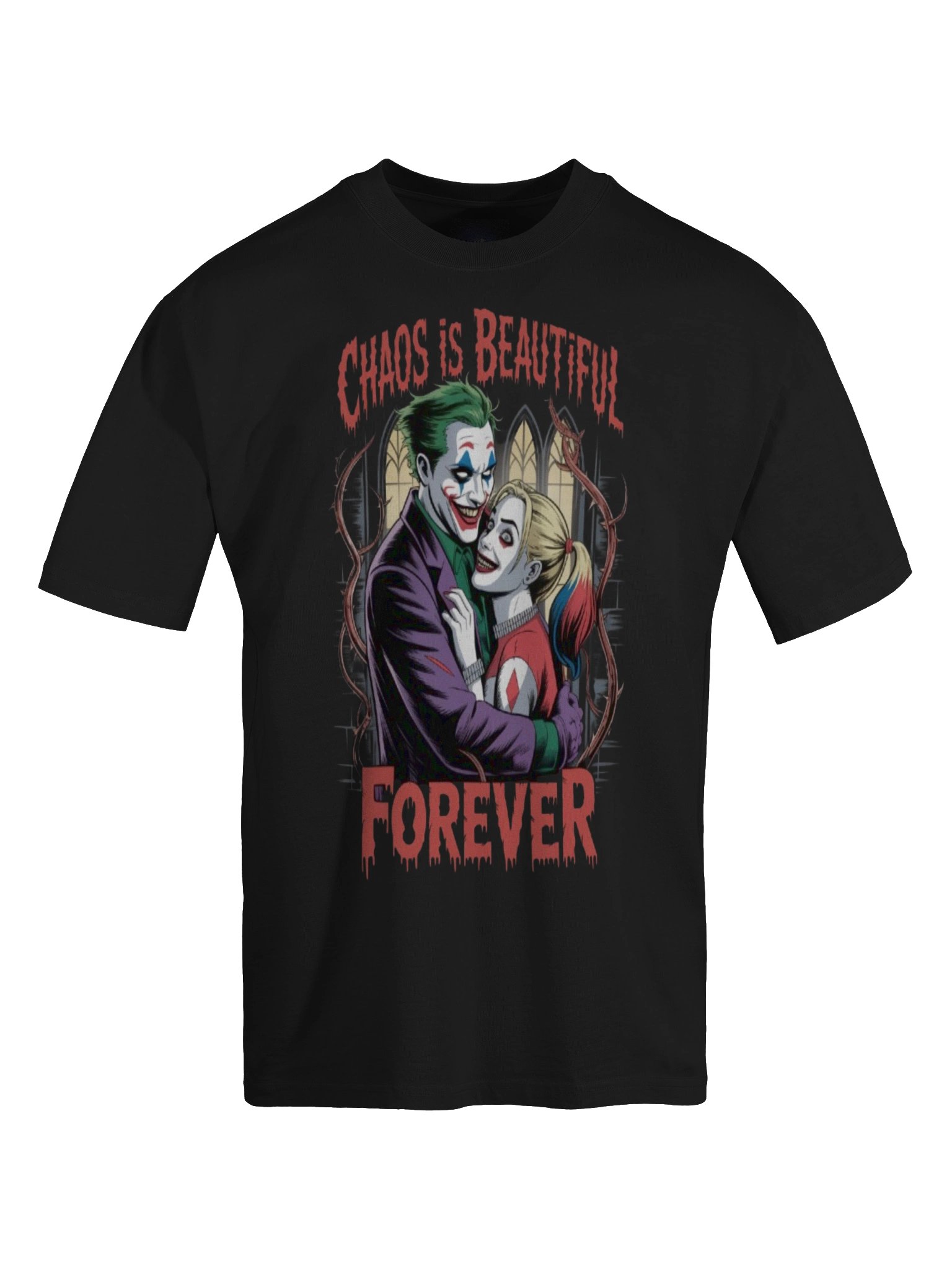 Joker & Harley Quinn 'Chaos is Beautiful Forever' Oversized Faded T-Shirt product image (1)