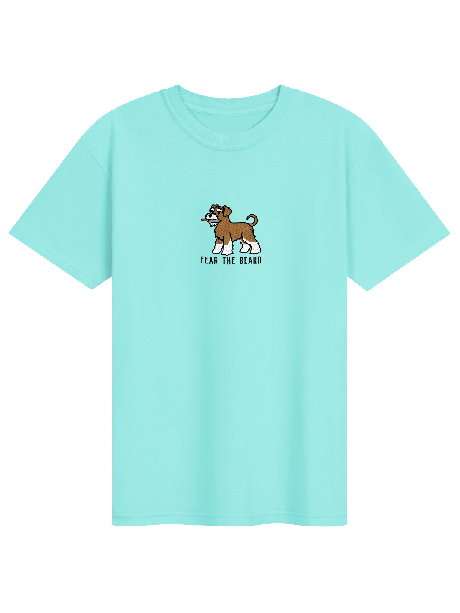 Fear the Beard Funny Chibi-Style Embroidered T-Shirt for Schnauzer(Wheaten) Owners product image (91)