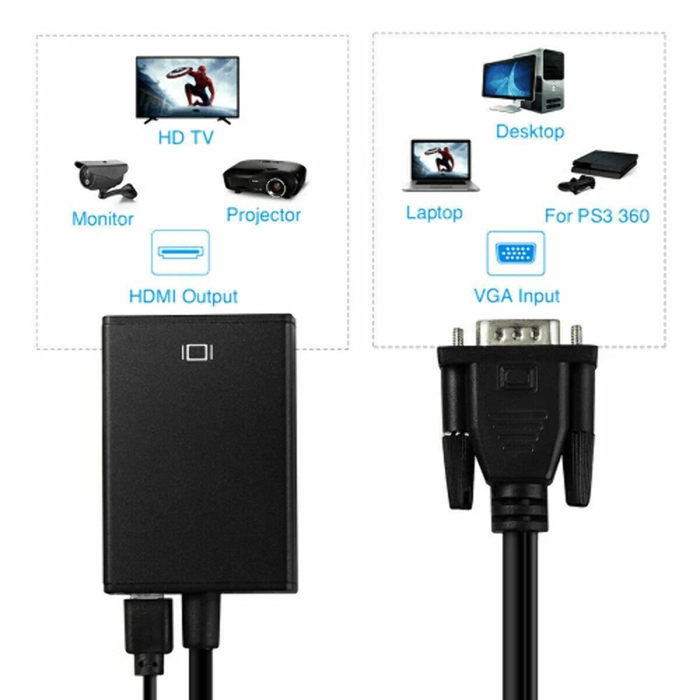 VGA to HDMI 1080P Converter Adapter Audio Output product image (5)