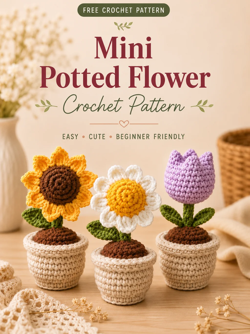 Mini Flower Pot Crochet Pattern Bundle product image (1)