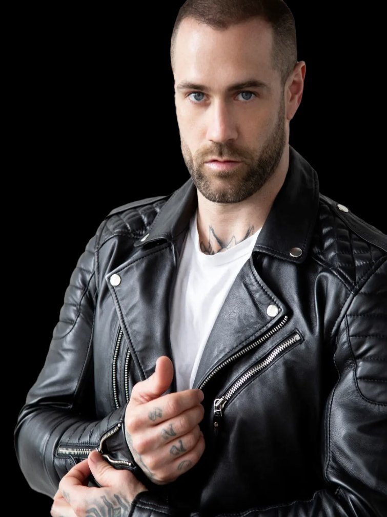 Mens Quilted Leather Biker Jacket product image (3)