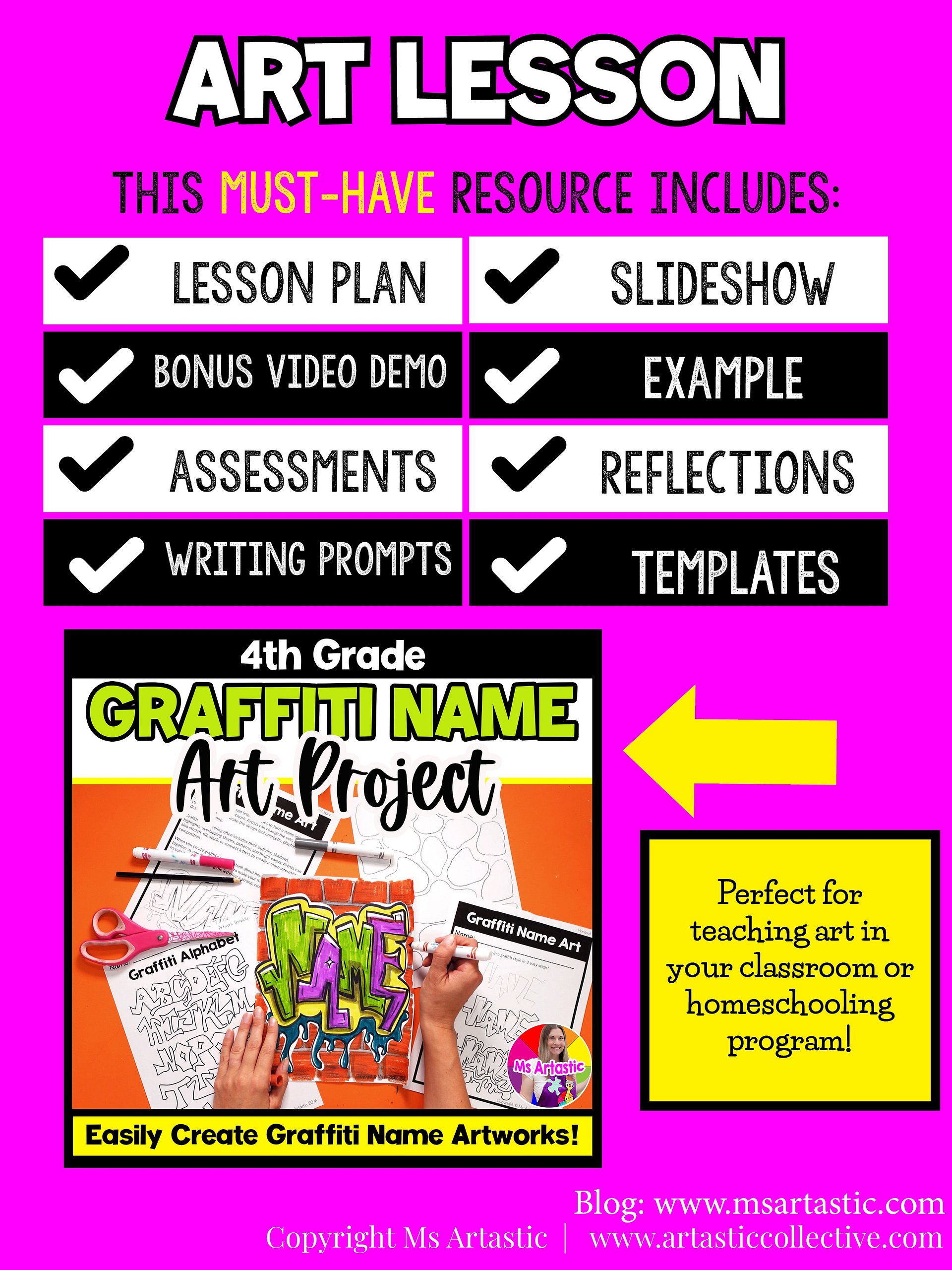 4th Grade Graffiti Name Art Grade 4 Art Project Back to School Art Lesson product image (6)
