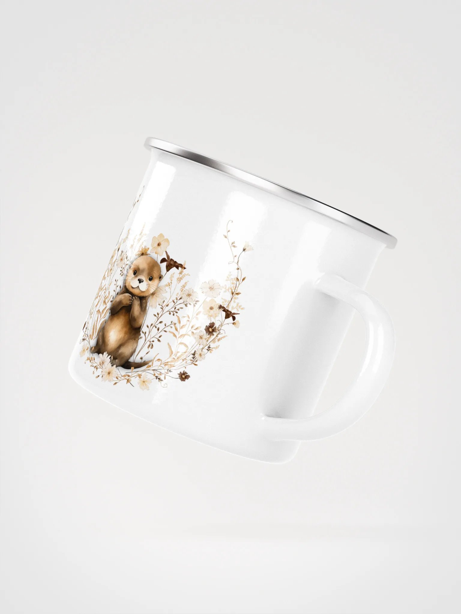 Whimsical Otter Enamel Mug - Tasse mit Otter - Campingtasse - Geschenk für Otterfans product image (4)
