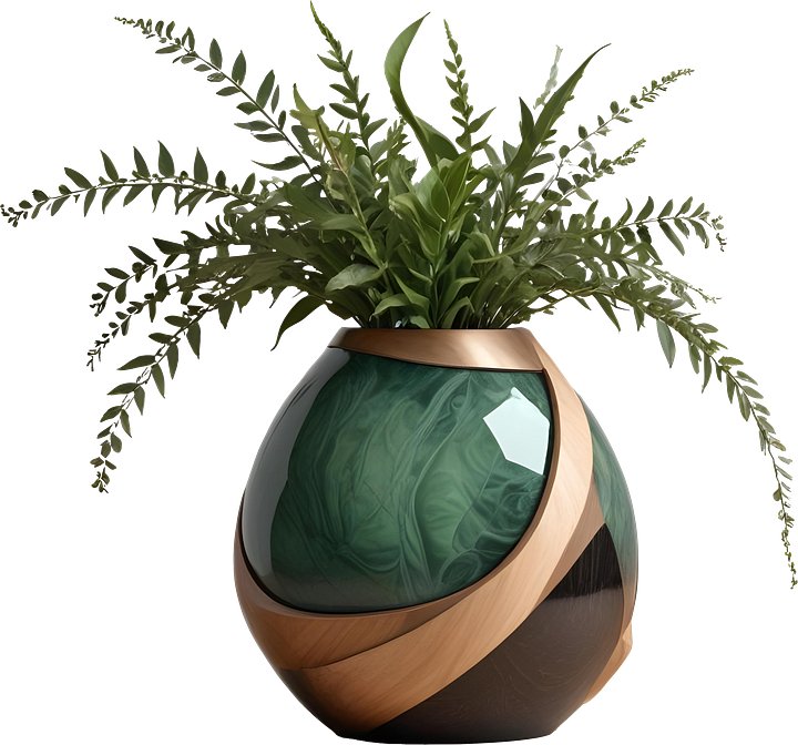Luxe Botanique – Verdant Harmony Vase PNG product image (1)