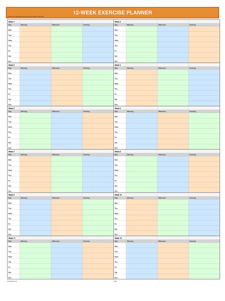 12 Week Exercise Planner product image (1)