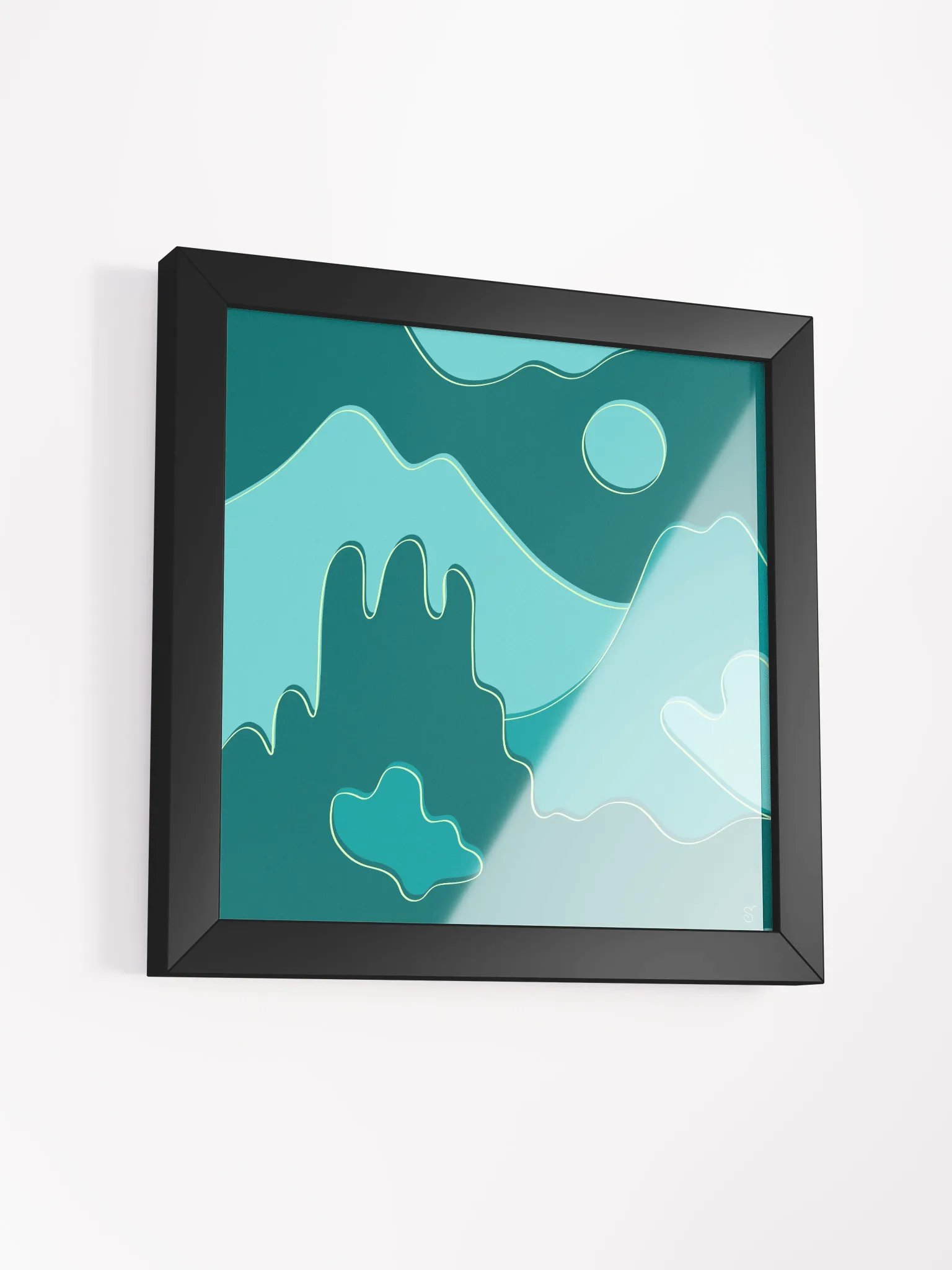 Teal Landscape Framed Matte Poster - Abstract Landscape No. 2 product image (39)