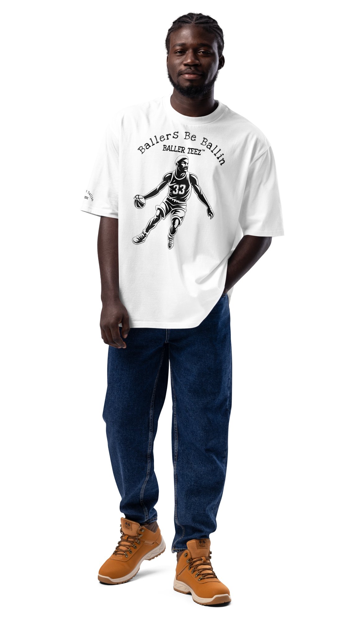 Baller Teez Oversized White Heavyweight Tee product image (3)