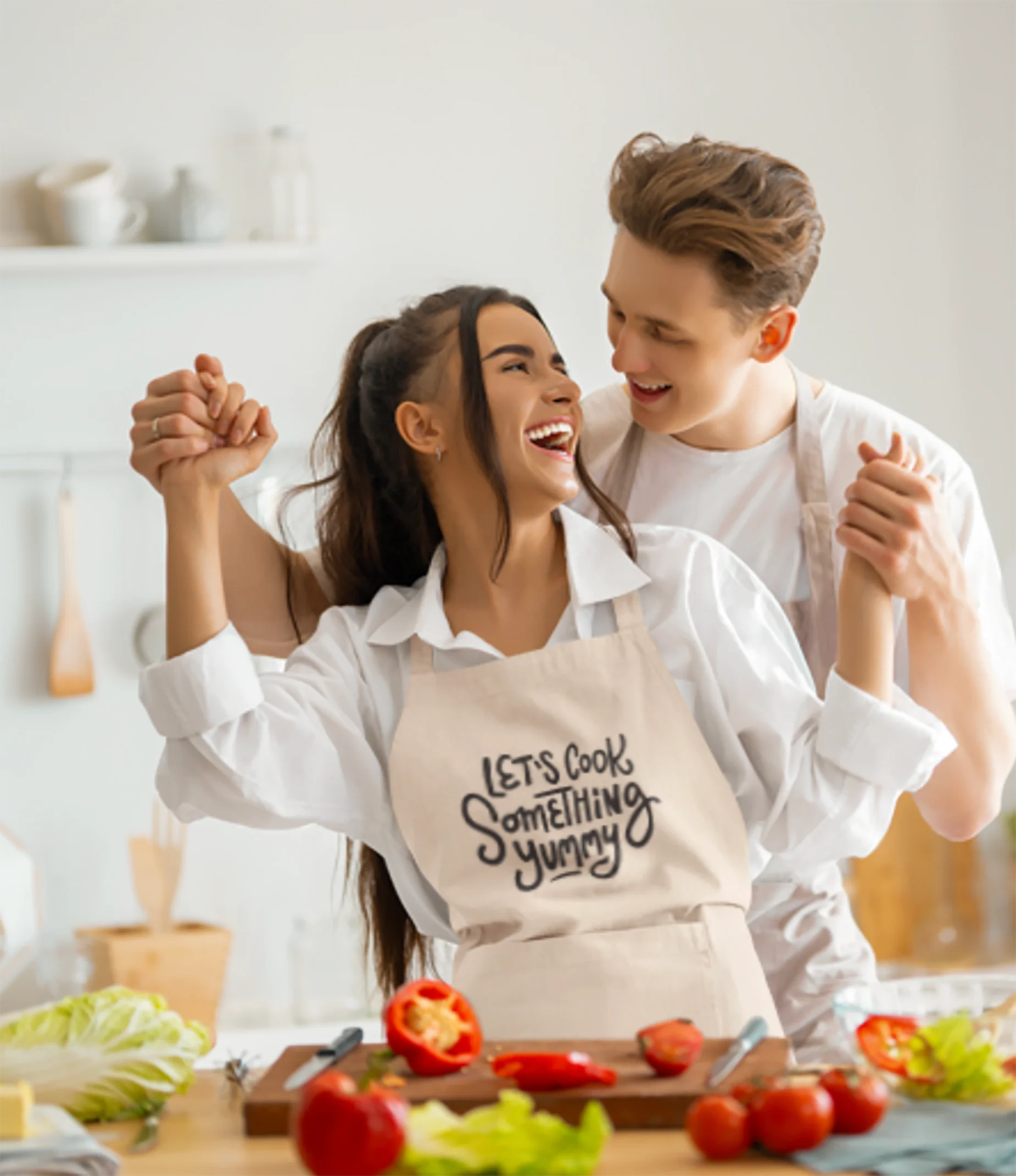 Let’s Cook Something Yummy Apron – Organic Cotton Kitchen Gift product image (1)