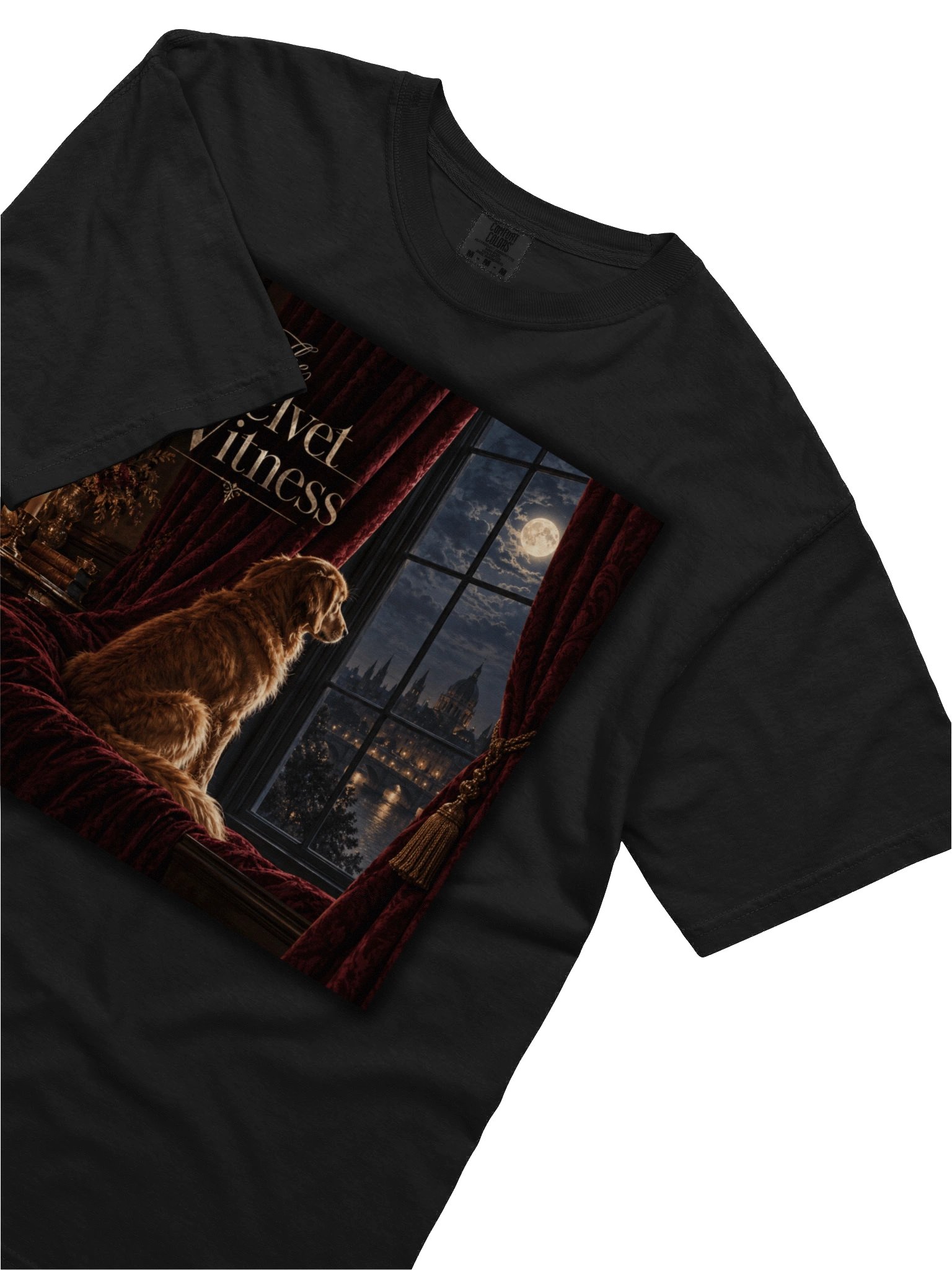 Vintage Dog Graphic T-Shirt – Moonlit Golden Retriever Art | The Velvet Witness product image (11)