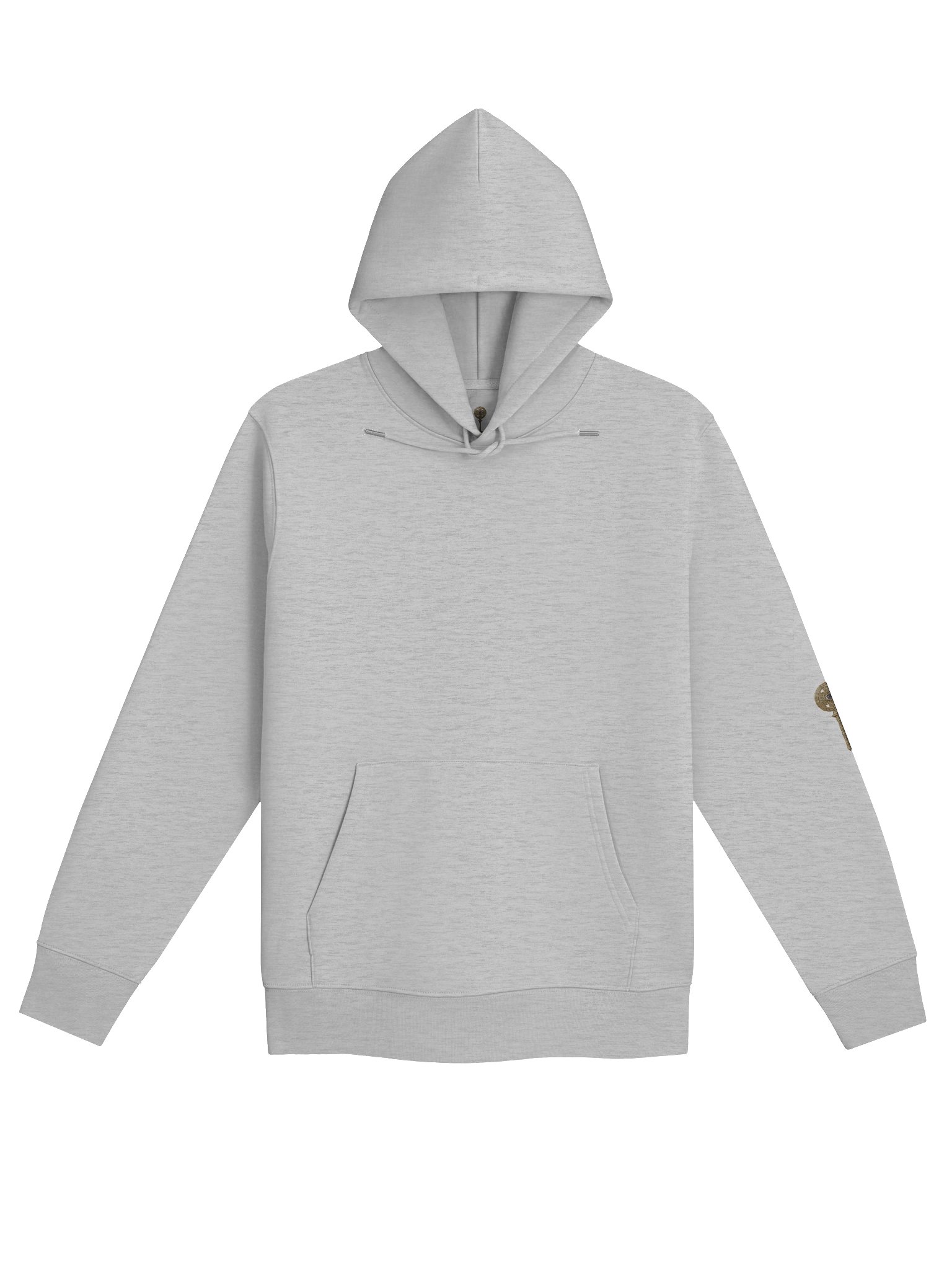 The Gatekeeper’s Key – Heather Grey Reverse Arm Edition (Back + Left Sleeve Print) | Organic Hoodie product image (1)
