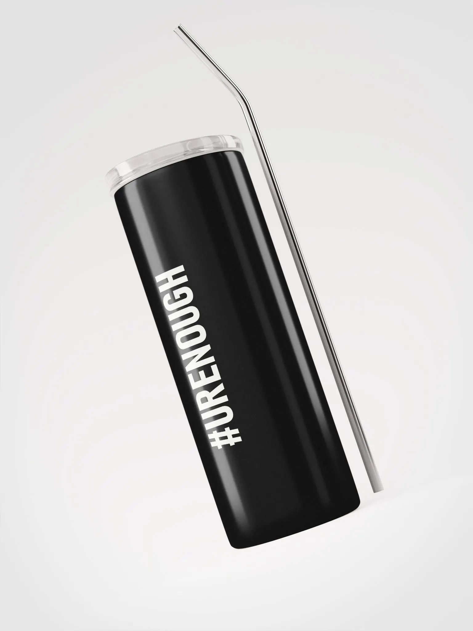 20 oz #URENOUGH - High Grade Travel Tumbler with Straw - Black product image (3)