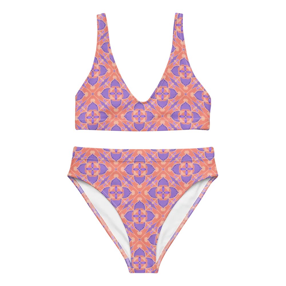Pastel Orange and Mauve Pattern High Waisted Bikini product image (8)
